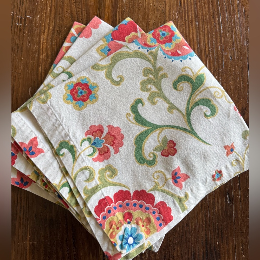 Zina Vasi Floral Cotton Napkins - Set of 4